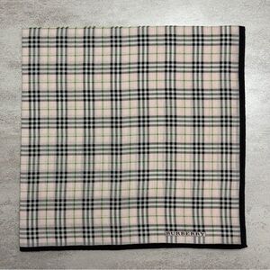 Burberry Pink and Black Tartan Pocket Square with Green Accents Cotton